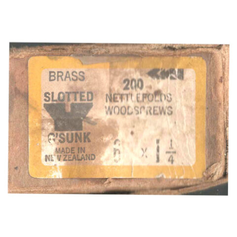 Vintage NOS brass #6 x 1-1/4″ slotted countersunk screw