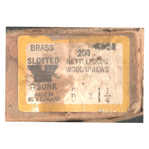 Vintage NOS brass #6 x 1-1/4″ slotted countersunk screw