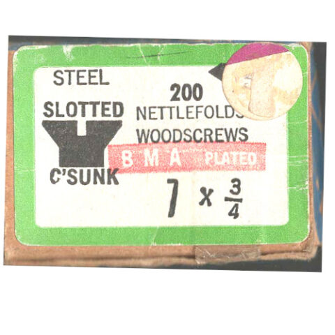 Vintage NOS #7 x 3/4″ plated bronze antique slotted countersunk screw