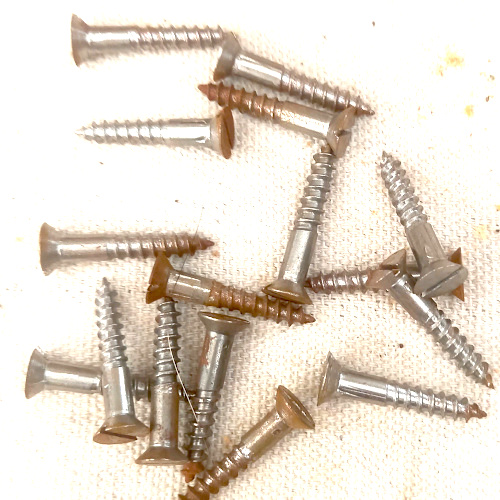 Vintage NOS #8 x 1″ slotted steel countersunk wood screw