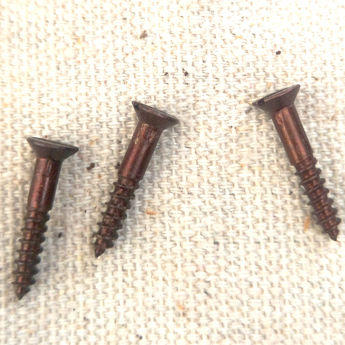 Three #5 x 3/4 inch vintage NOS Bronze Metal Antique slotted screws