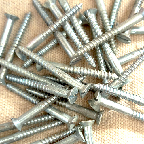 #7 x 1-1/2" vintage NOS slotted steel countersunk wood screw