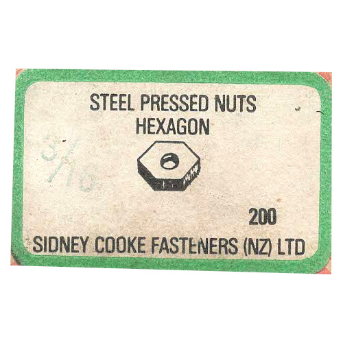 3/16" vintage NOS steel pressed hexagon nut