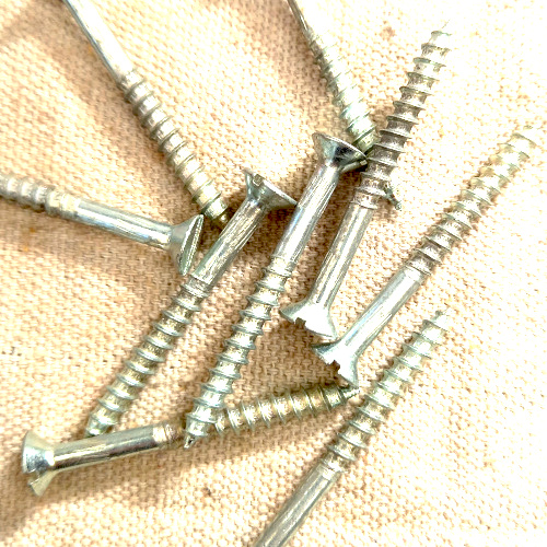 #9 x 1-3/4" vintage NOS bright zinc slotted steel countersunk wood screw