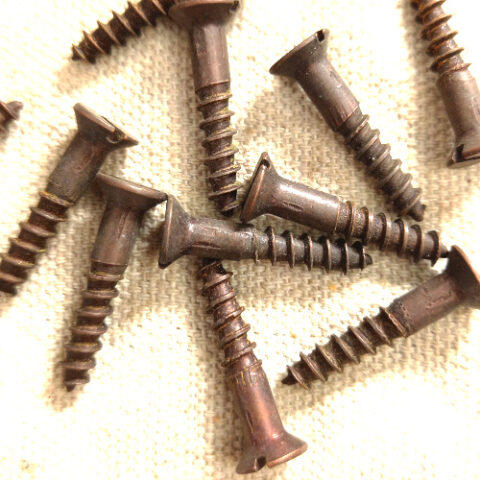 #9 x 1″ (4.5x25mm) Vintage NOS Plated Bronze Metal Antique Slotted Screw Countersunk (ANTS-042)