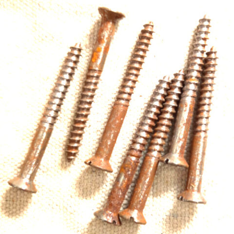 #10 x 2″ (4.8x50mm) Vintage Rusty NOS Slotted Steel Countersunk Wood Screw (ANTS-043)