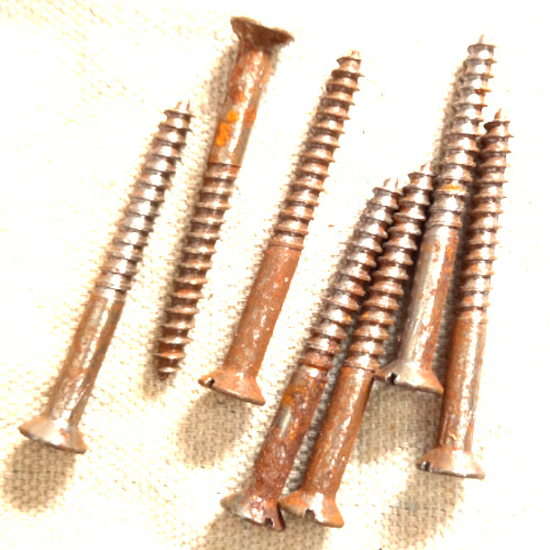 #10 x 2" vintage rusty NOS slotted steel countersunk wood screw