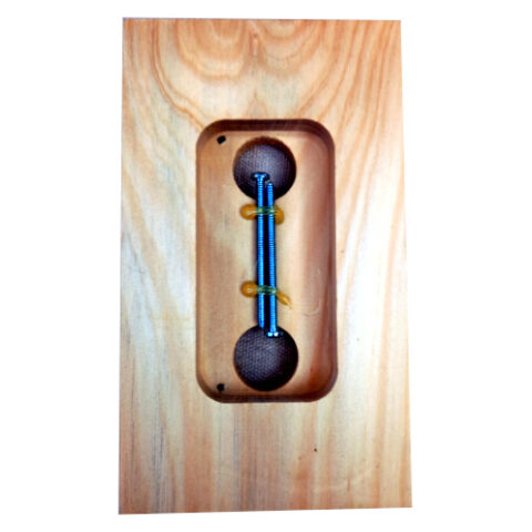 NOS rectangle 2 gang wooden switch block in natural timber for electrical switch installation.