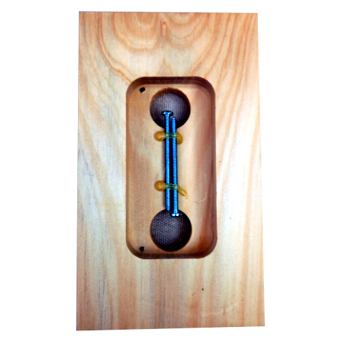 NOS rectangle 2 gang wooden switch block in natural timber for electrical switch installation.