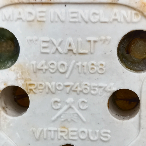 Vintage industrial-looking Exalt 5A 250V electrical switch made in England by G.C.