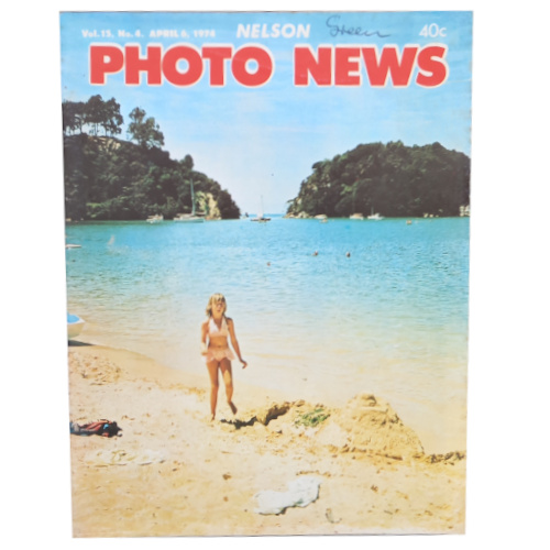 Vintage Nelson Photo News Vol. 15 No. 4 dated April 6, 1974, featuring historic Nelson community photography and local events.