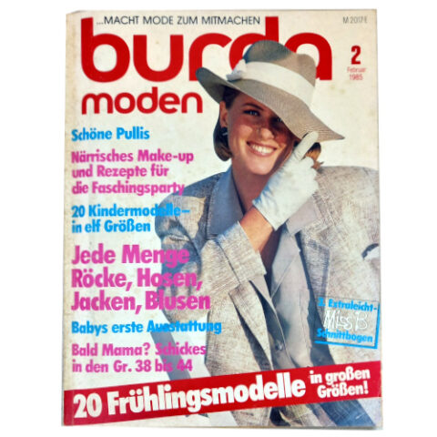 Burda Moden February 1985 – Sewing Magazine with Pattern (BKSP-051)