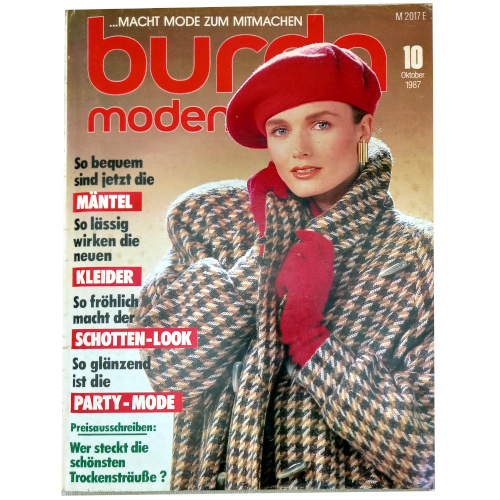 Burda Moden October 1987 German sewing magazine with sewing pattern