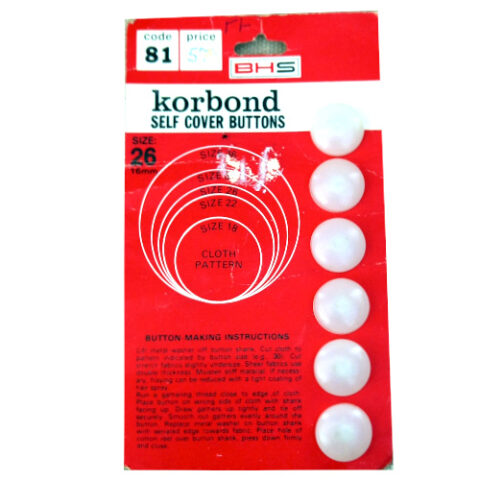 16mm Korbond Self Cover Buttons x6 Size 26 (BUT-108)