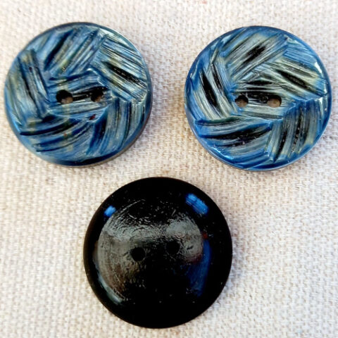 28mm Buttons x 3 Blue/Grey/Brown 1950s (BUT-116)