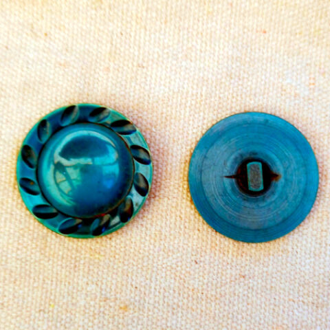 33mm Buttons x 2 Teal-Green 1960s (BUT-117)