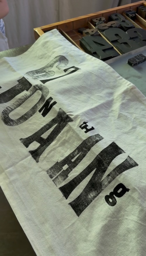 Example of a custom-designed tea towel printed at Willow Bank Heritage Village.
