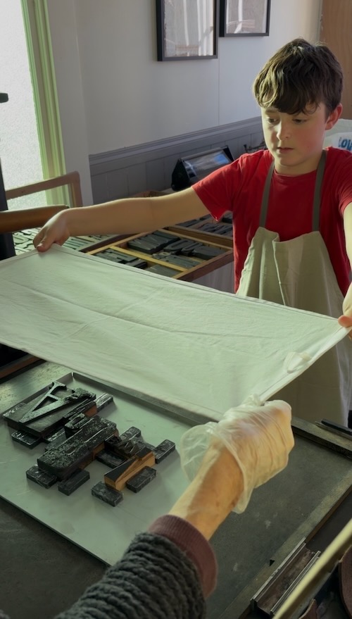 Hands-on printing experience using the historic Albion Press at Willow Bank Heritage Village.