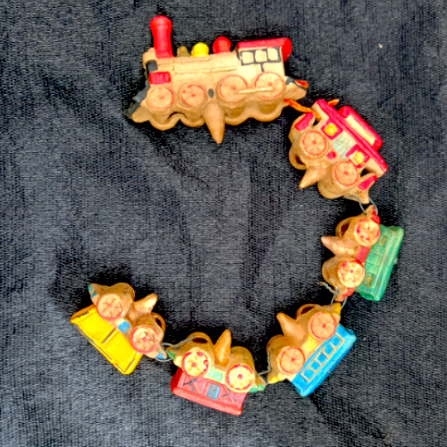 Vintage 1950s M-G Japan porcelain Choo Choo Train birthday cake topper