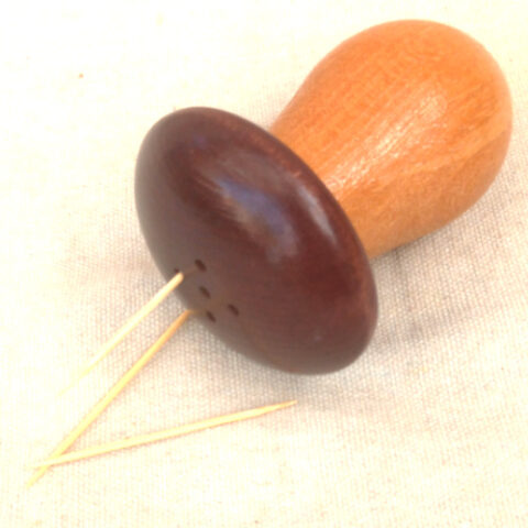 Wooden mushroom-shaped toothpick holder
