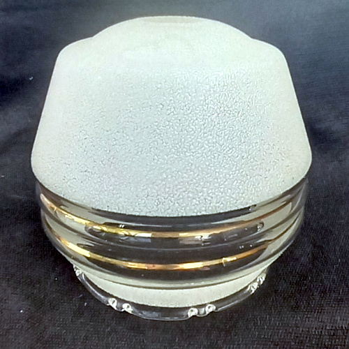 Art Deco clear and frosted globe lamp shade with gold stripes