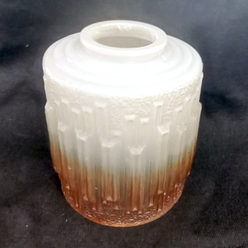 Retro cylindrical tube light shade in white and amber glass