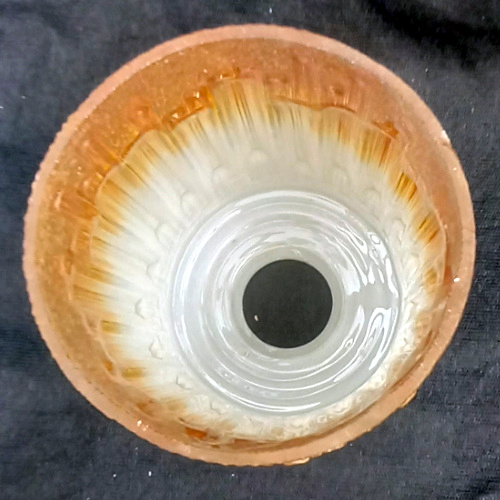 Retro cylindrical tube light shade in white and amber glass