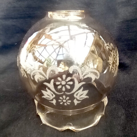 Vintage Glass Globe Lamp Shade Amber with Frosted Decor (LAMP-100)