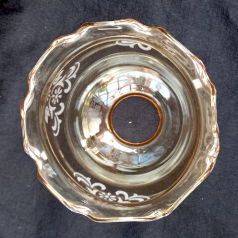 Vintage amber glass globe lamp shade with frosted decoration