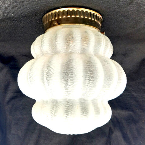 Vintage White Ribbed Glass Lamp with Brass Fitting (LAMP-102)