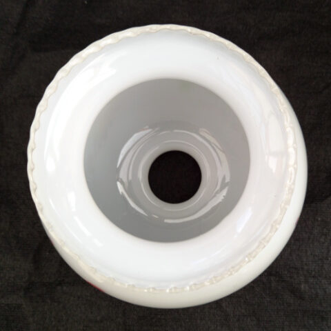 Retro milk glass pendant lamp shade with floral decal and frilled edge