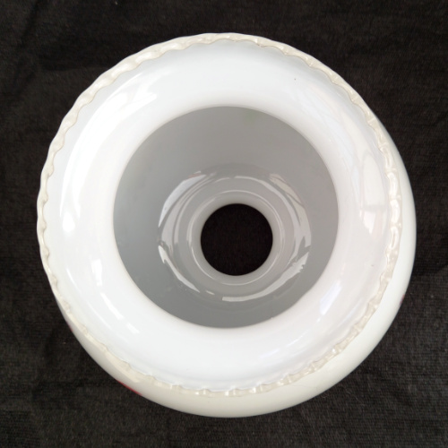 Retro milk glass pendant lamp shade with floral decal and frilled edge