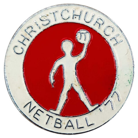 Christchurch Netball Enamel Badge 1977 (VCAJ-074)