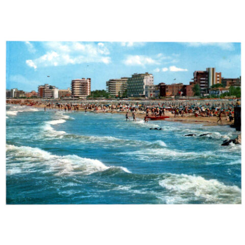 Vintage Riccione Italy Postcard 1970 – Mareggiata No. 9743 (ANPC-028)