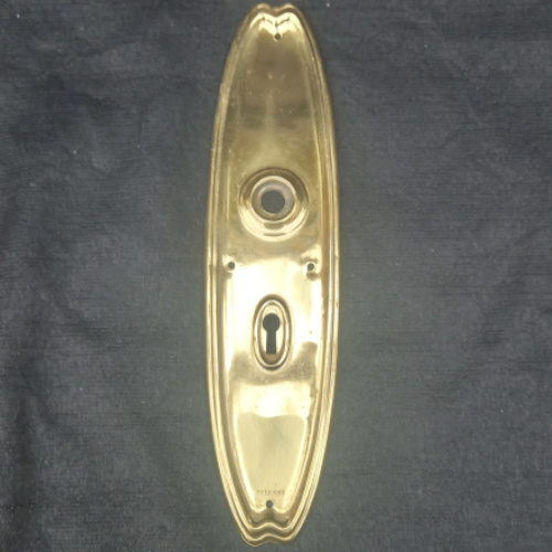 Antique brass door backplate manufactured in 1911, Rd 581065