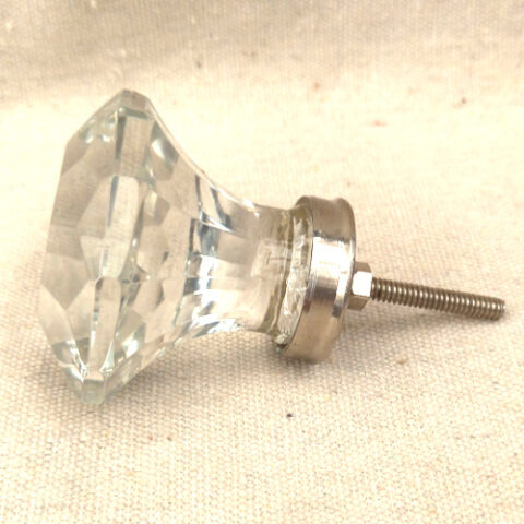 53mm Faceted Crystal Glass Cabinet Knob Silver-Tone (ANTR-113)
