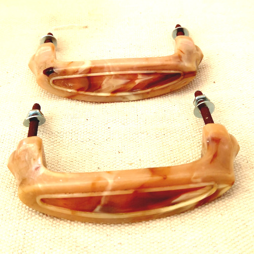 Retro marbled plastic pull handle with 75mm C/C spacing