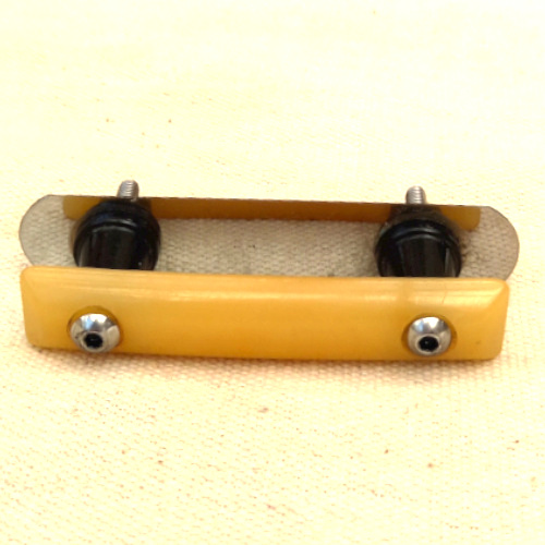 Art Deco light yellow pull handle with back plate and 50mm C/C spacing
