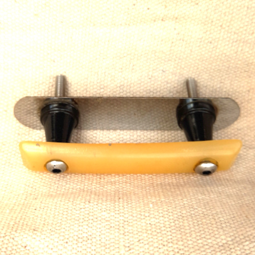 Art Deco light yellow pull handle with back plate and 50mm C/C spacing