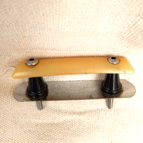 Art Deco light yellow pull handle with back plate and 50mm C/C spacing