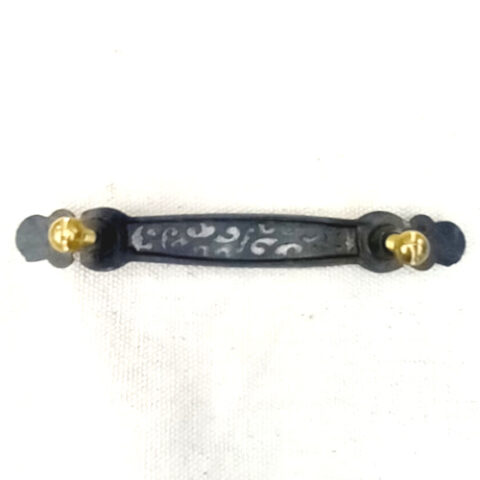 Ornate antique brass pull handle 723 with 76mm centre-to-centre spacing