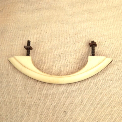 Art Deco ivory plastic pull handle with chrome strip, 77mm C/C