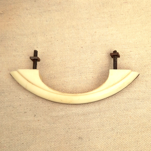 Art Deco ivory plastic pull handle with chrome strip, 77mm C/C
