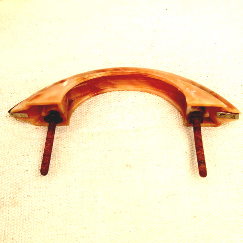 Art Deco marbled plastic pull handle with chrome strip and 75mm C/C spacing