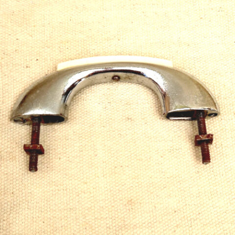 Art Deco chrome pull handle with cream insert, 76mm C/C