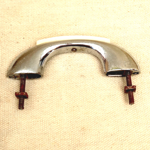 Art Deco chrome pull handle with cream insert, 76mm C/C