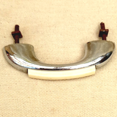Art Deco chrome pull handle with cream insert, 76mm C/C