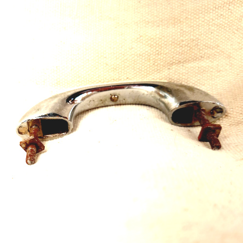 Art Deco chrome pull handle with cream insert, 76mm C/C