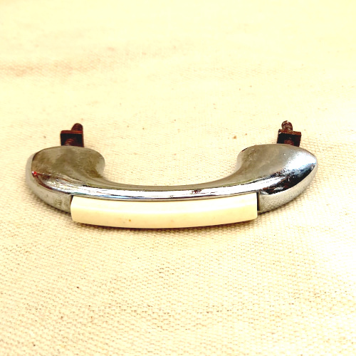 Art Deco chrome pull handle with cream insert, 76mm C/C