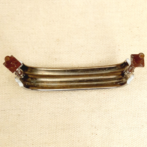 Art Deco chrome pull handle with 77mm centre-to-centre spacing